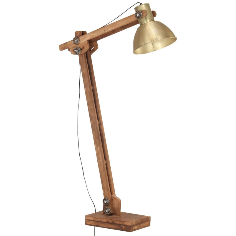 

Lampara de pie madera maciza de mango laton E27