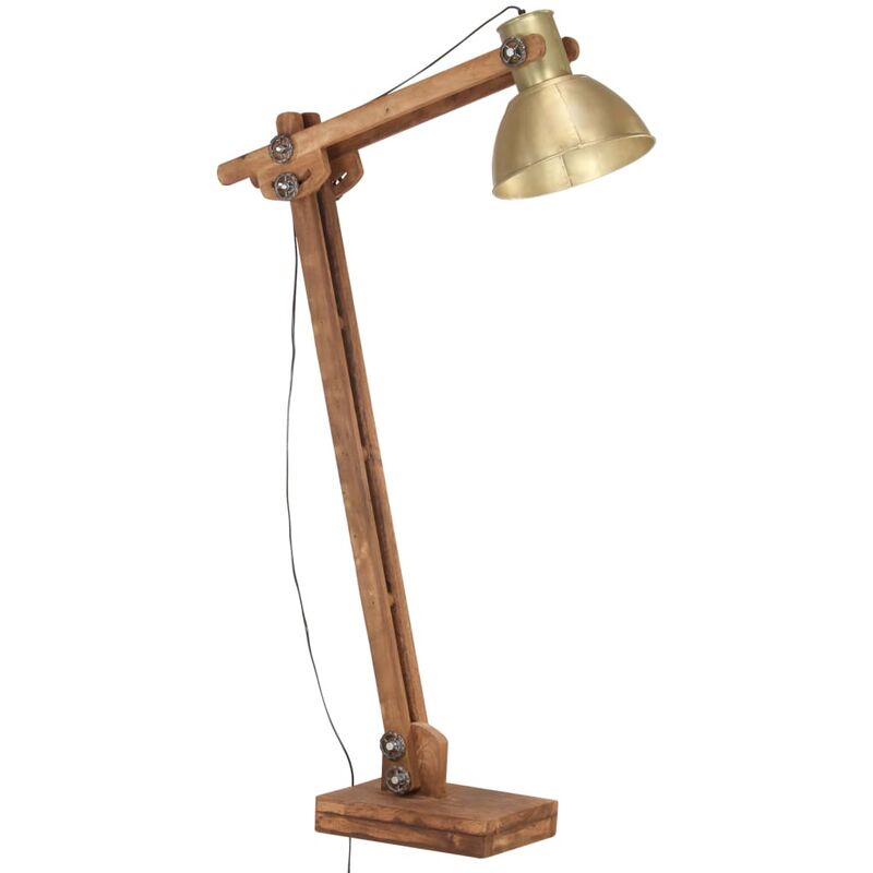 

Lámpara de pie madera maciza de mango latón E27