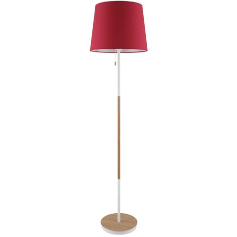 LAMPARA DE PIE MADERA ROJO E27