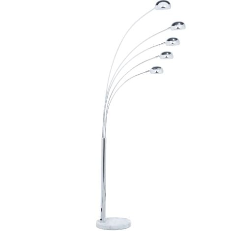 Lámpara de pie metal cromado plateado 210 cm 5 brazos arco orientable moderno Flinders