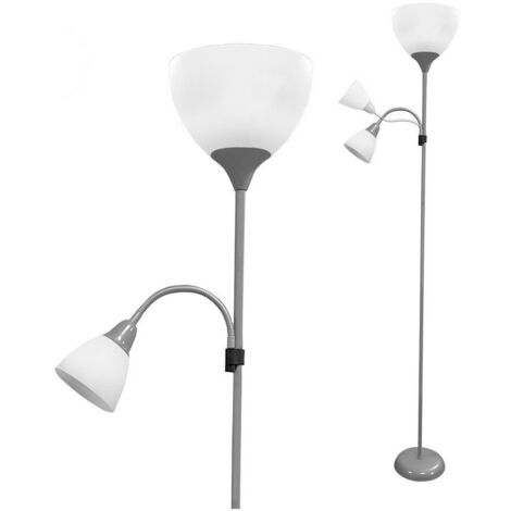 Lampara de pie modelo boston color plateada e27 60w y lector e14 40w edm