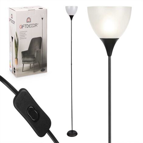 Lámpara de pie moderna y sencilla, base estable de hierro fundido para evitar vibraciones y caídas, en blanco y negro