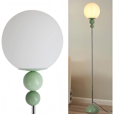 Lámpara de pie multibola metal verde esfera blanca E27