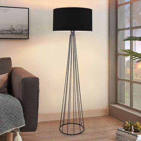 Lámpara de pie Neath 1xE27 20 W metal tela 21 x Ø 38 cm negro / antracita  [lux.pro]