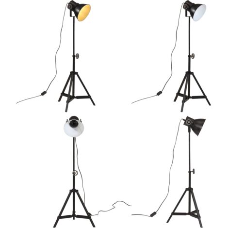 Lámpara de pie negra 25 W E27 35x35x65/95 cm - Lámpara industrial - Lámpara negra