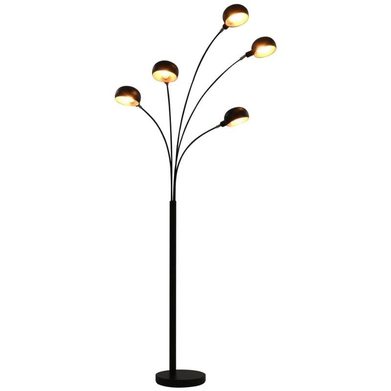 

Lampara de pie negro y dorado 5 x E14 200 cm