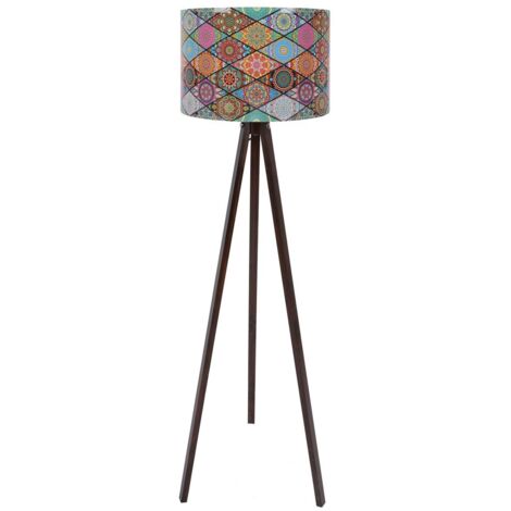 Lámpara de pie pantalla ancha multi, con mdf, negro, colección Tanganica, 38x38x145, casquillo E 27 Max 45 - 6