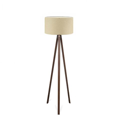 Lámpara de pie pantalla recta, beige lunares con 100% wooden, colección Tanganica, 21x38x140, casquillo E27 Max 60 W