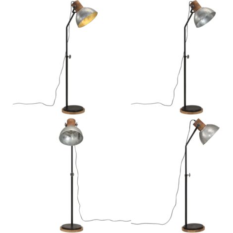 Lámpara de pie plateado vintage 25 W E27 30x30x100-150 cm - Diseño industrial - Iluminación vintage