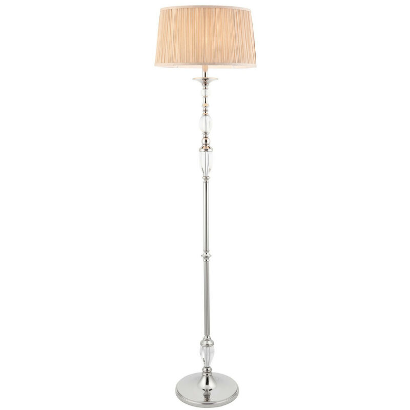 

Interiors 1900 Lighting - Interiors Polina Nickel - 1 lámpara de pie ligera en níquel pulido con pantalla beige, E27