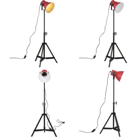 Lámpara de pie rojo desgastado 25 W E27 35x35x65/95 cm - Iluminación industrial - Lámpara de estilo rural