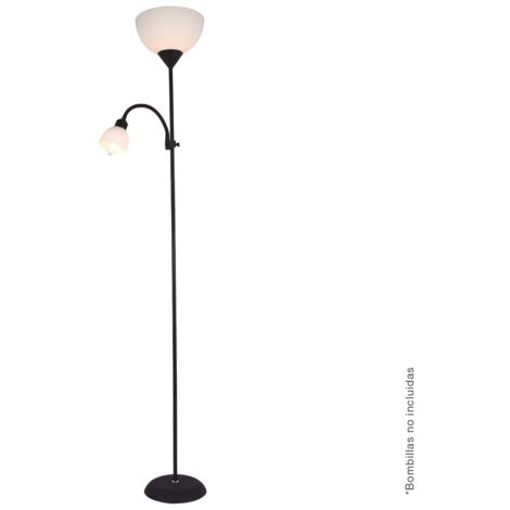 Lámpara de pie Serie Nawis 1760mm E27 con luz de lectura E14 Negro