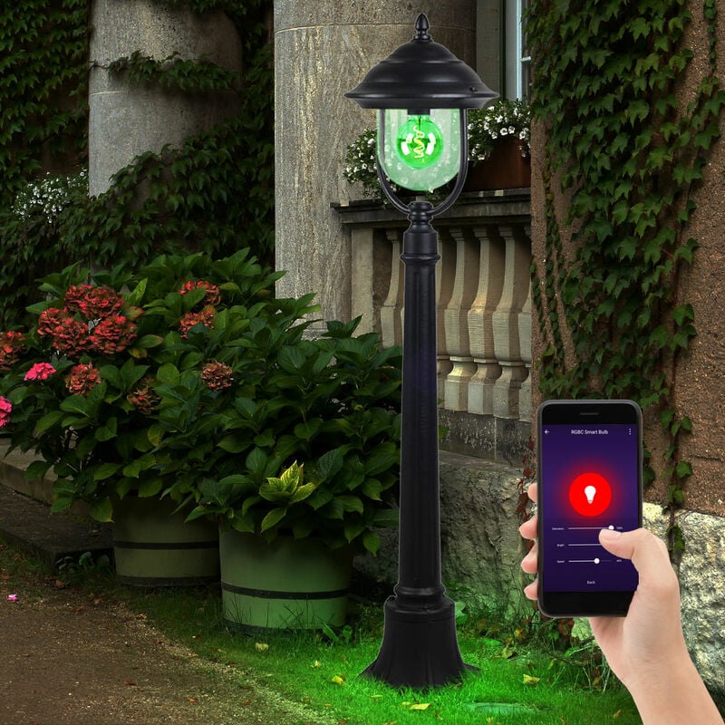 

Lámpara de pie Smart Home Lámpara de pie para exteriores regulable Alexa Google Lantern en un juego que incluye bombillas LED RGB