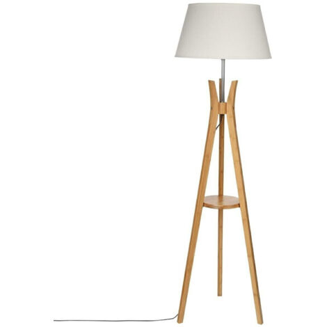 Lámpara de pie trípode 'Kalo' - bambú y blanco A. 156 cm - Atmosphera créateur d'intérieur