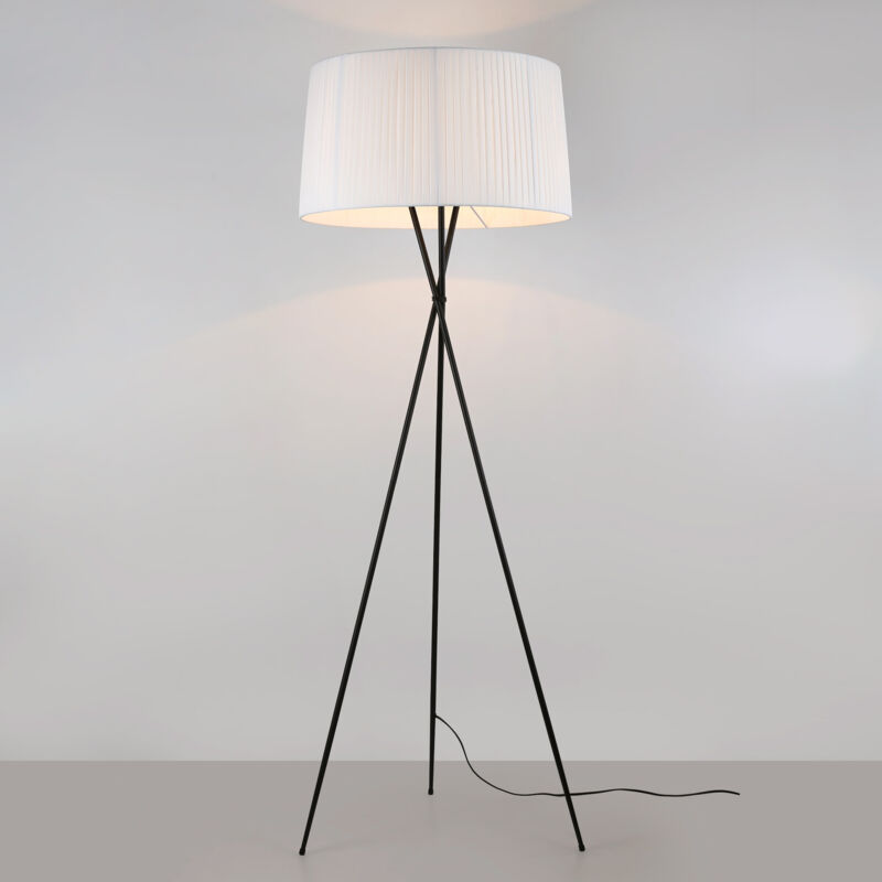 Barcelona Led - Lámpara De Pie Trípode 'pron' - Pantalla Algodón - E27 - Blanco