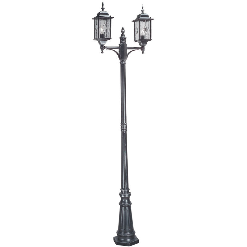 

Wexford - Poste de luz de exterior 2 luces Negro Plata IP43, E27 - Elstead