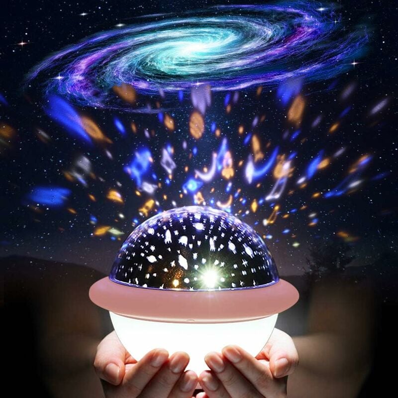 

Litzee - Lámpara de proyección Starry sky, luz nocturna LED 2 en 1 para niños con 9 LED 6 modos y regulable, tema de proyección del universo y el