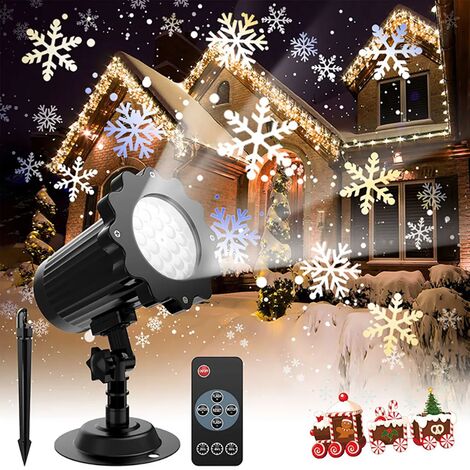 Lámpara de proyector de copo de nieve para exteriores, luces LED de proyector con efecto de Nevada de Año Nuevo, iluminación exterior impermeable, luz de Navidad