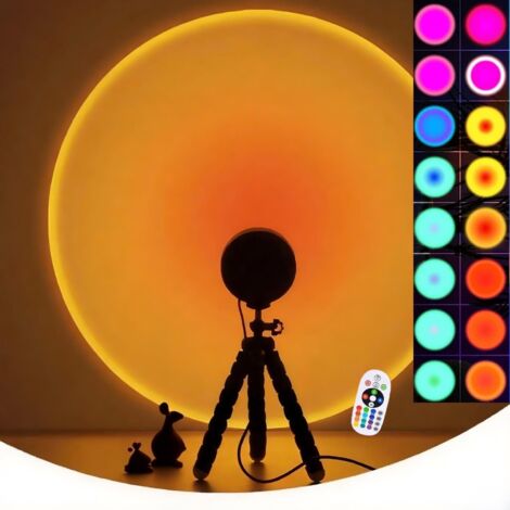 Lámpara de puesta de sol, lámpara de proyección de puesta de sol sobre trípode (16 colores)