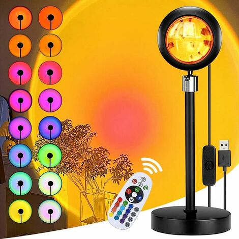 Lámpara de puesta de sol, luz de proyector de decoración del hogar con 16 colores, 4 modos, lámpara que cambia de color, regalo de proyección de luz solar para niños