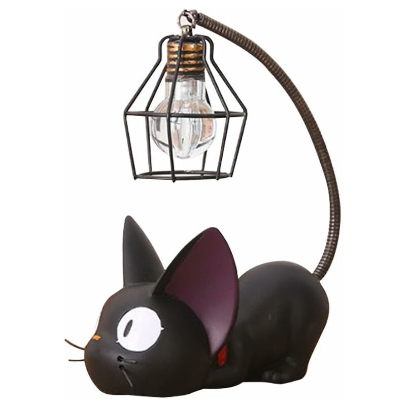 

Lámpara de resina con patrón de gato, luz de noche creativa, lámparas de mesita de noche para leer (pantalla de alambre)