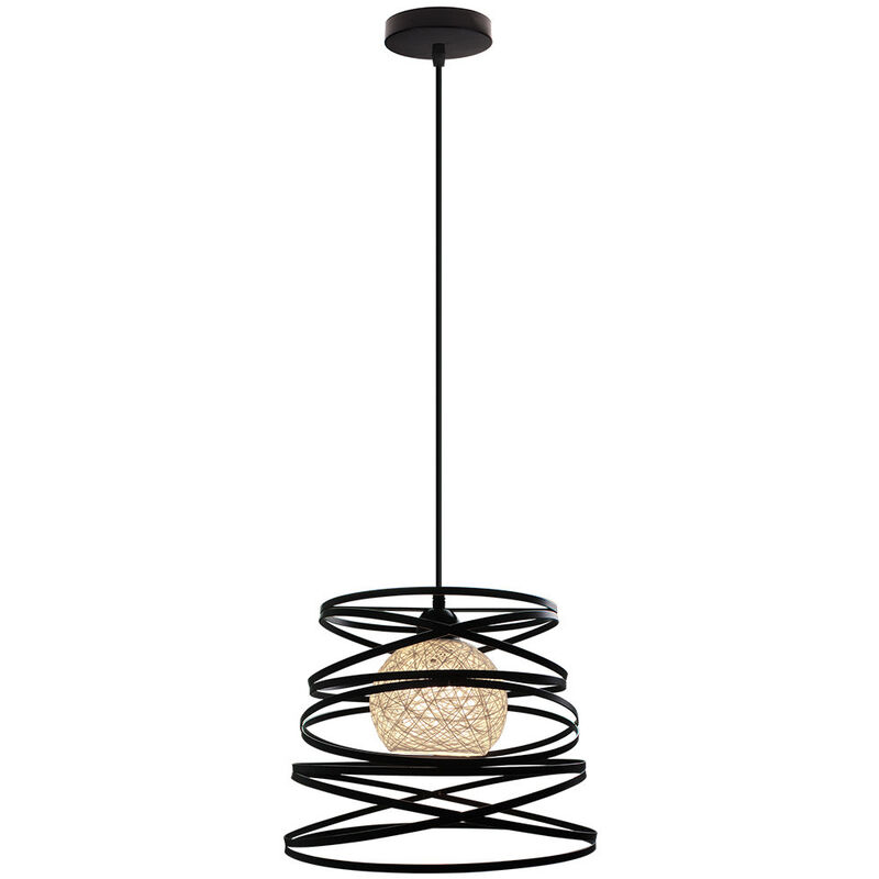 

Lámparas de Colgar de Resorte Lámparas de Colgar Industrial Retro Pantalla de Metal 30CM Estilo Vintage Metal - Negro