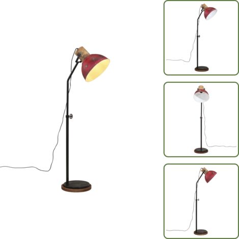 Lámpara de salón - vidaXL Lámpara de pie rojo desgastado 25 W E27 30x30x100-150 cm - Lámpara de comedor