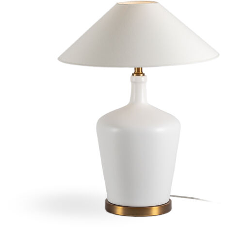 Lampara De Sobremesa 26X26X55 Metal Dorado/Ceramica Blanco Sin Pantalla
