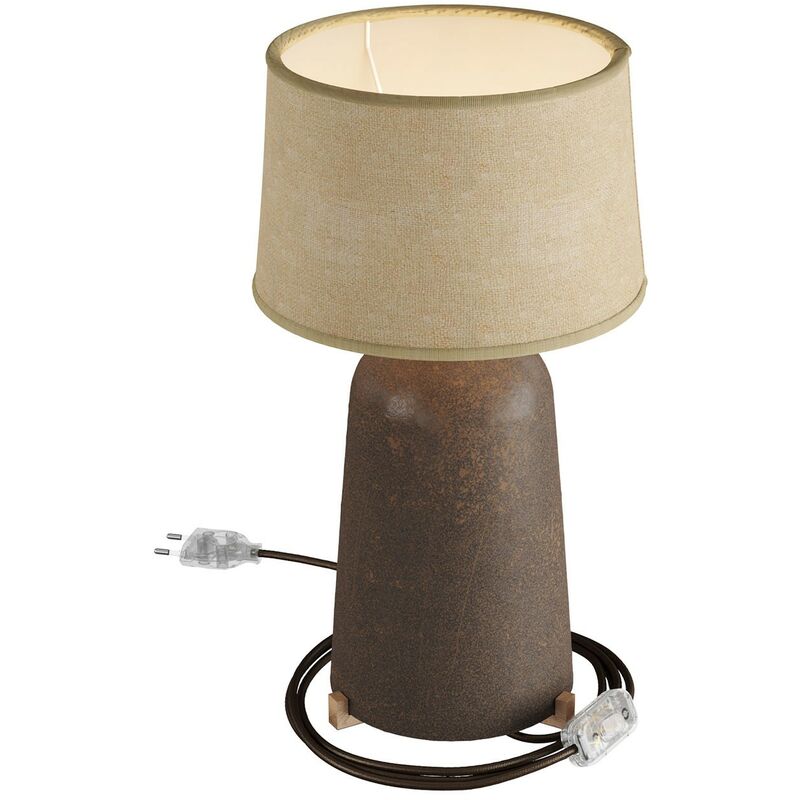 

Lámpara de sobremesa Bottle de cerámica con pantalla Athena, completa con cable textil, interruptor y clavija de 2 polos | Con bombilla - Efecto