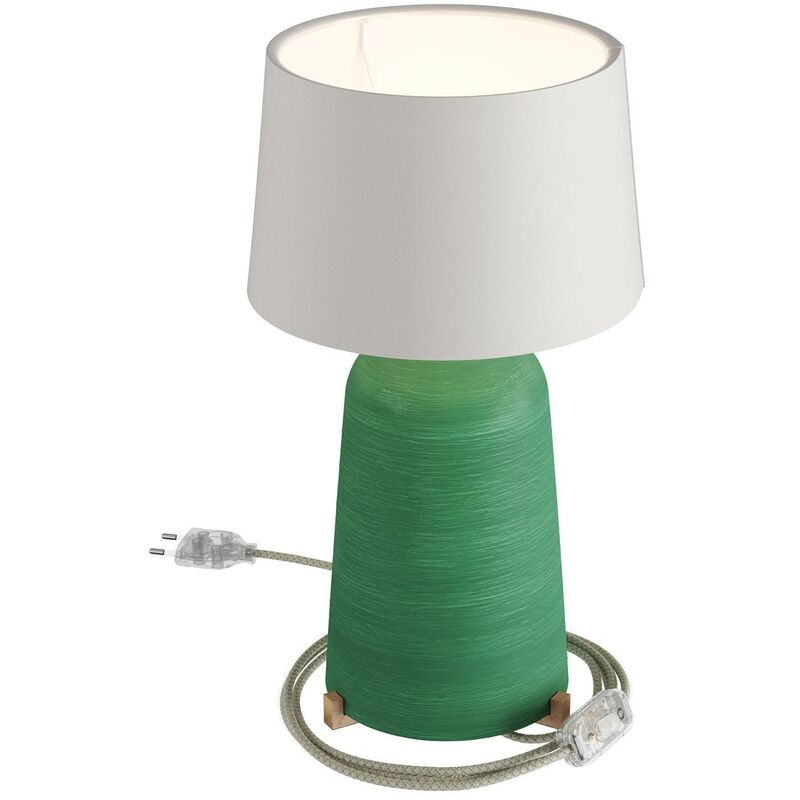 

Creative Cables - Lámpara de sobremesa Bottle de cerámica con pantalla Athena, completa con cable textil, interruptor y clavija de 2 polos | Sin