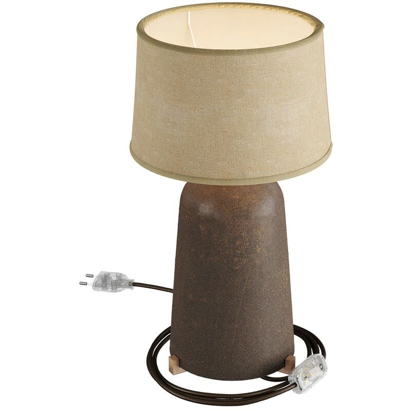 

Creative Cables - Lámpara de sobremesa Bottle de cerámica con pantalla Athena, completa con cable textil, interruptor y clavija de 2 polos | Sin