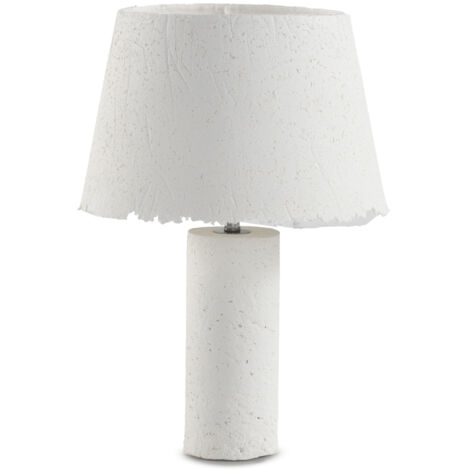 Lámpara de sobreMesa con base y tulipa de papel maché blanco hecha a mano
