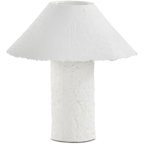 Lámpara de sobreMesa con base y tulipa de papel maché blanco hecha a mano