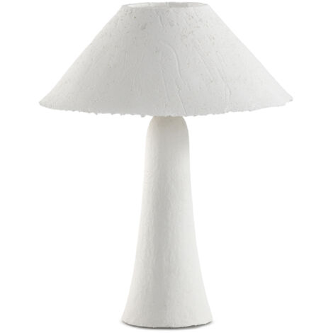 Lámpara de sobreMesa con base y tulipa de papel maché blanco hecha a mano