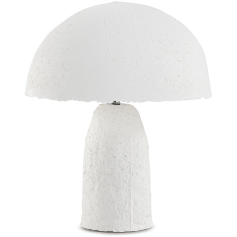 Lámpara de sobreMesa con base y tulipa de papel maché blanco hecha a mano