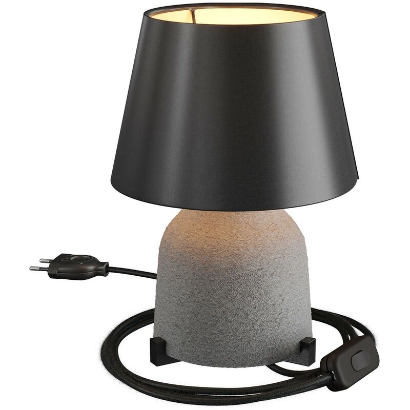 

Creative Cables - Lámpara de sobremesa de cerámica con pantalla Imperio, completa con cable textil, interruptor y clavija de 2 polos | Con bombilla