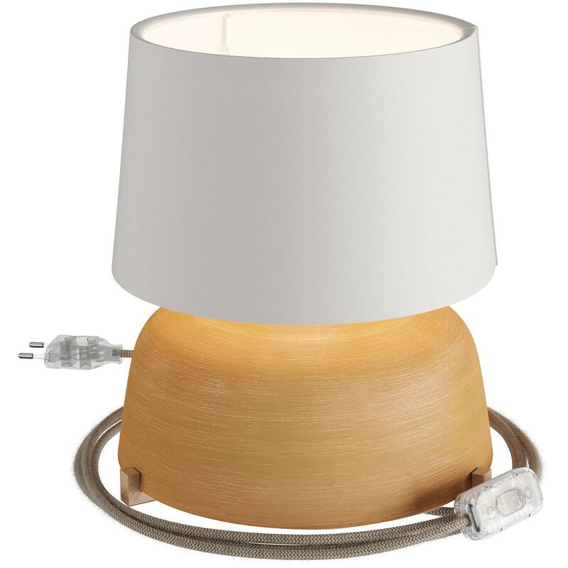 

Creative Cables - Lámpara de sobremesa de cerámica Coppa con pantalla Athena, completa con cable textil, interruptor y clavija de 2 polos | Con