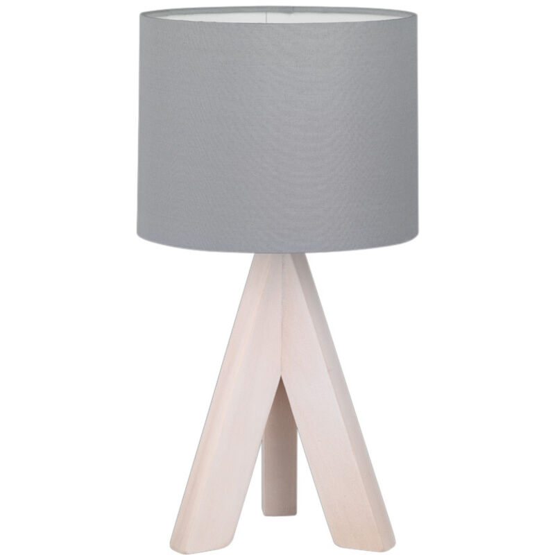 

Lámpara de sobremesa de madera y tela gris modelo Ging E14 ( 50741042) - Trio Lighting