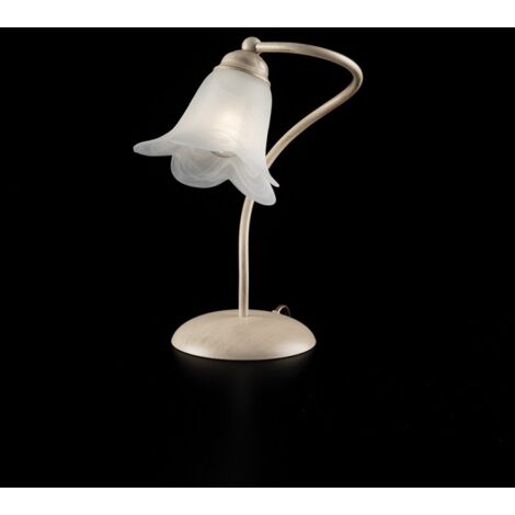 Lámpara de sobremesa en hierro Ivory Gold pantalla una luz de cristal blanco 25x h31 cm