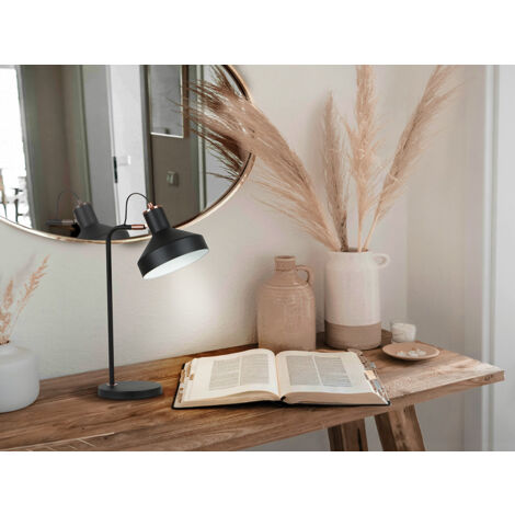 LAMPARA DE SOBREMESA IRIAS 1L NEGRO/COBRE