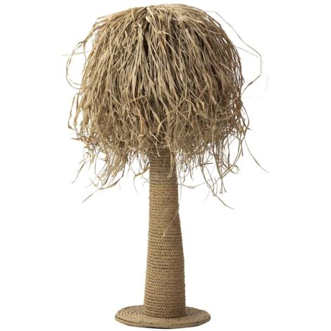 Lampara De Sobremesa Madera Fibra 40X40X110Cm