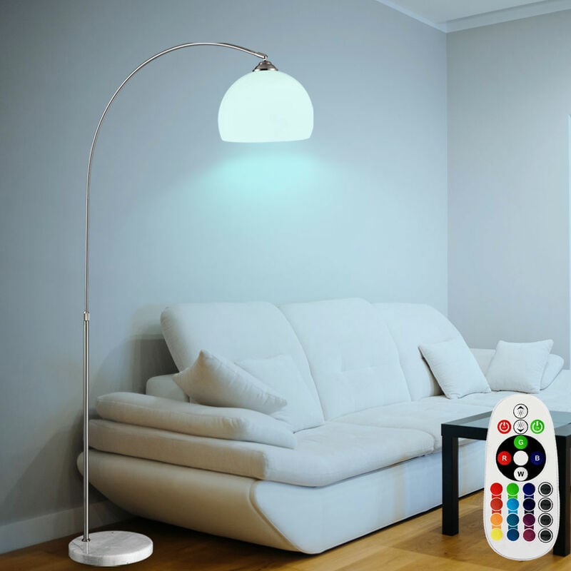 

Lámpara de pie, control remoto, lámpara de pie, base de mármol, regulable en un conjunto que incluye bombillas LED RGB