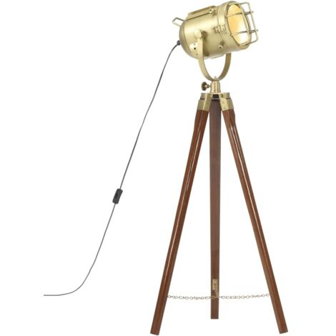 Lámpara de suelo con trípode madera maciza de mango 97 cm
