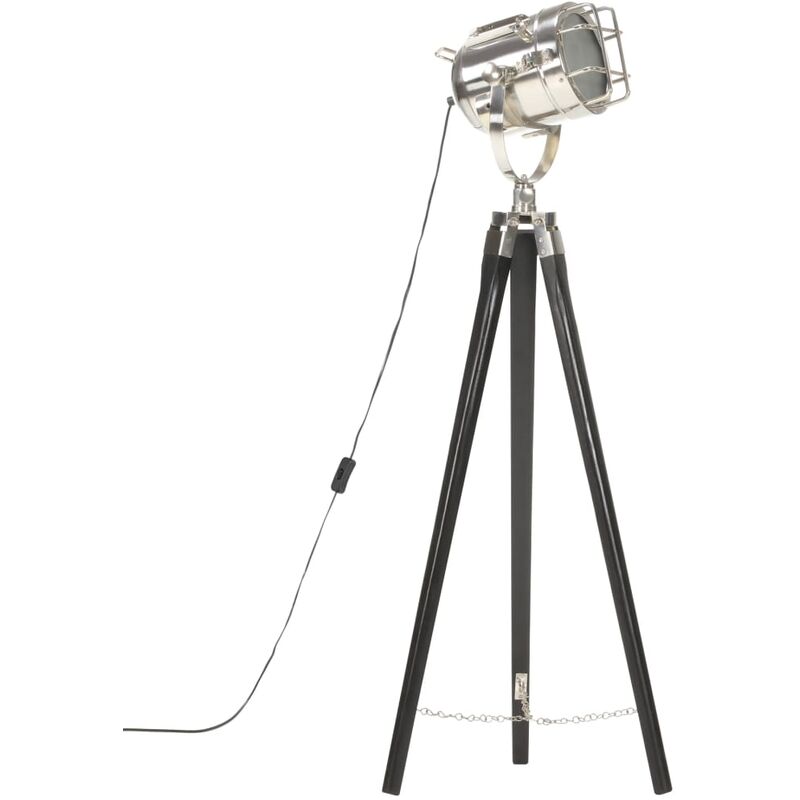 

Lámpara de suelo con trípode madera maciza de mango negro 97 cm