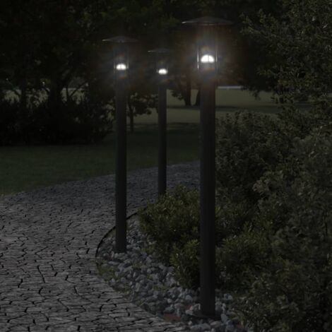 Lámpara de suelo de exterior acero inoxidable negro 100 cm