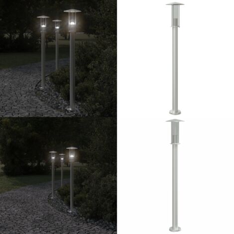 Lámpara de suelo de exterior acero inoxidable plateado 100 cm - Iluminación exterior - Lámpara de jardín