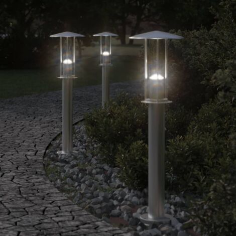Lámpara de suelo de exterior acero inoxidable plateado 60 cm vidaXL