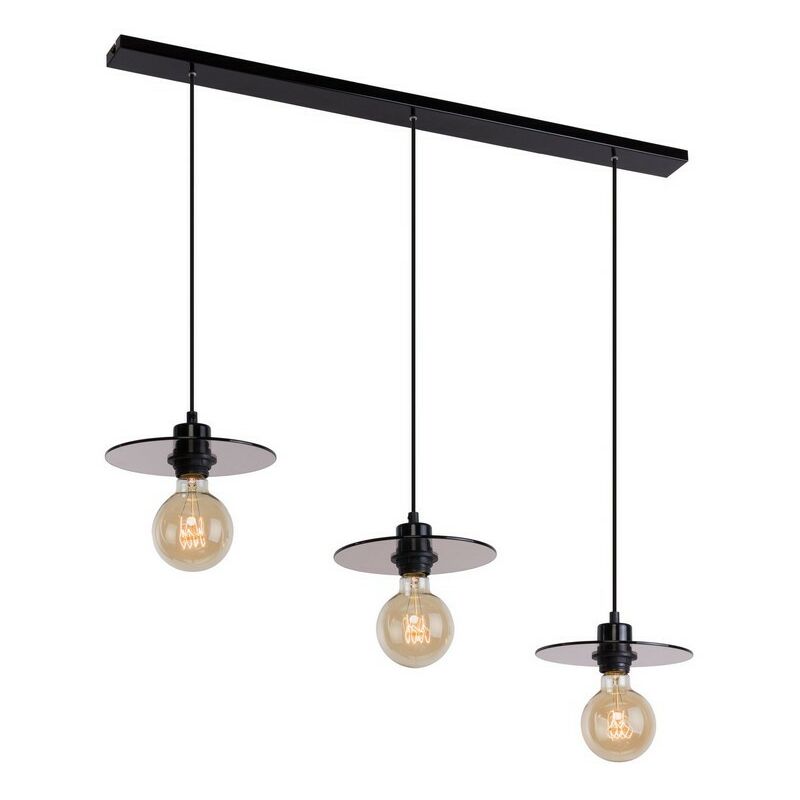 

Lampara de Suspension Ain - Lampara de techo - Lampara de techo - Negro en Vidrio, 80 x 20 x 70 cm, 3 x E27, Max 60W