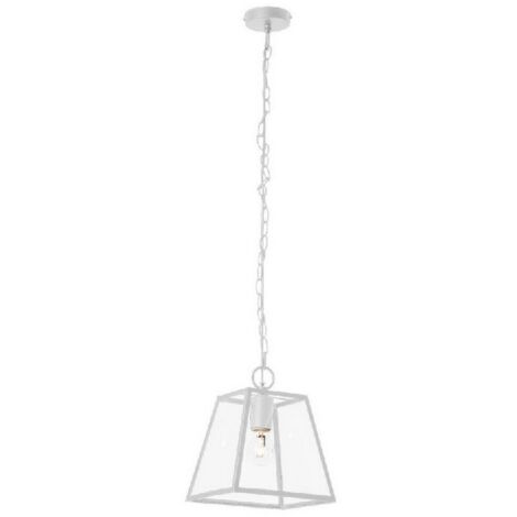 EPIKASA Lámpara de Suspensión Amata, Metal, Vidrio, Blanco, 27,5x27,5x110 cm