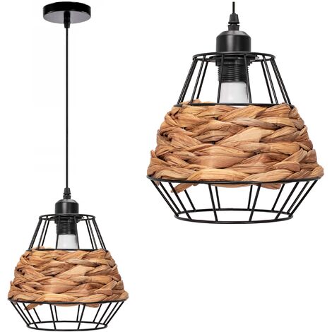 LÁMPARA de SUSPENSIÓN APP989-1CP NEGRO MARRÓN 1-PUNTOS de LUZ E27 22,5X22,5X20-105CM AJUSTABLE